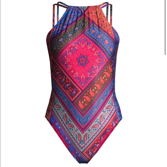 NWT Farm Rio colorful bandana one pice swimsuit sz XS - Picture 2 of 8